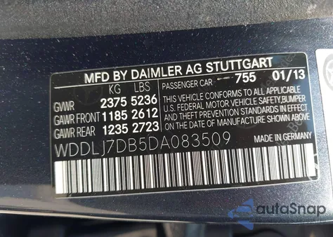 2013 Mercedes-Benz Cls 550 из США, поврежденный, VIN WDDLJ7DB5DA083509